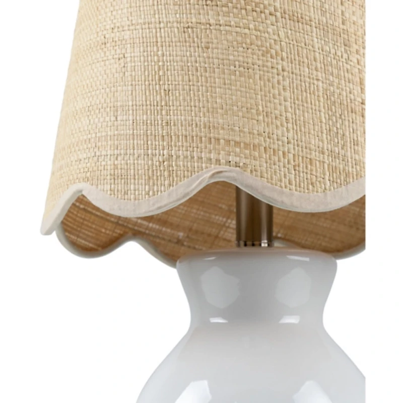 Stella White Mini Table Lamp with Woven Shade