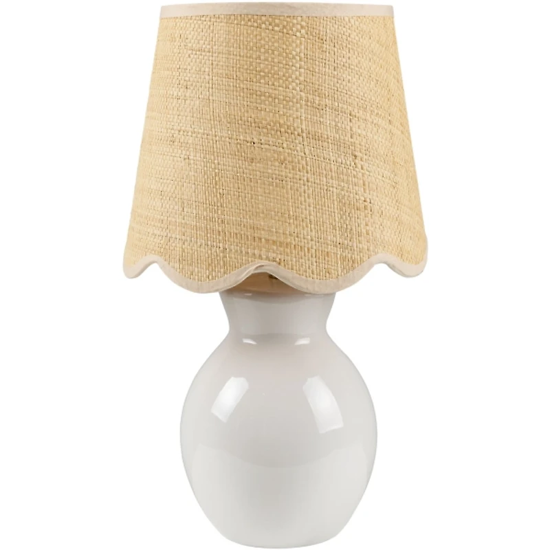 Stella White Mini Table Lamp with Woven Shade