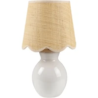 Stella White Mini Table Lamp with Woven Shade