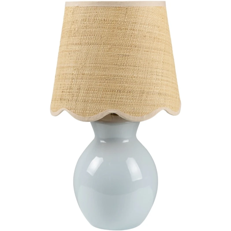 Stella Light Blue Mini Table Lamp with Woven Shade