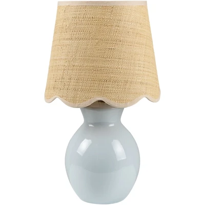 Stella Light Blue Mini Table Lamp with Woven Shade