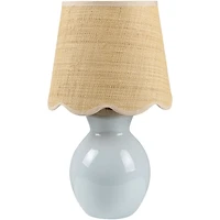 Stella Light Blue Mini Table Lamp with Woven Shade