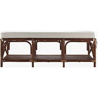 Kaili Brown Rattan Cushioned Bench