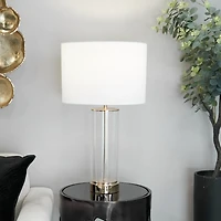 Clear Glass and Gold Stem Table Lamp