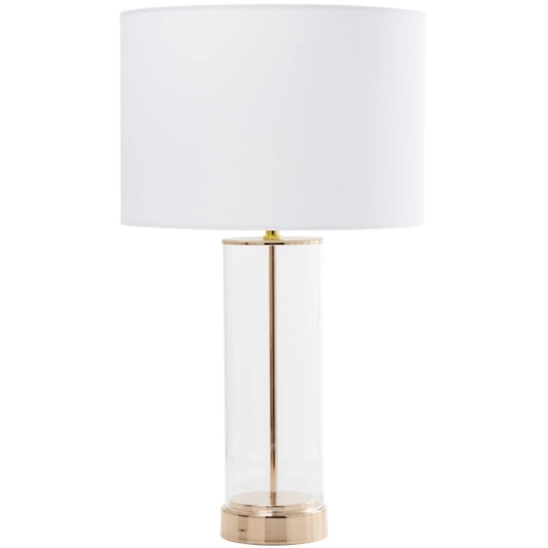 Clear Glass and Gold Stem Table Lamp