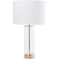 Clear Glass and Gold Stem Table Lamp