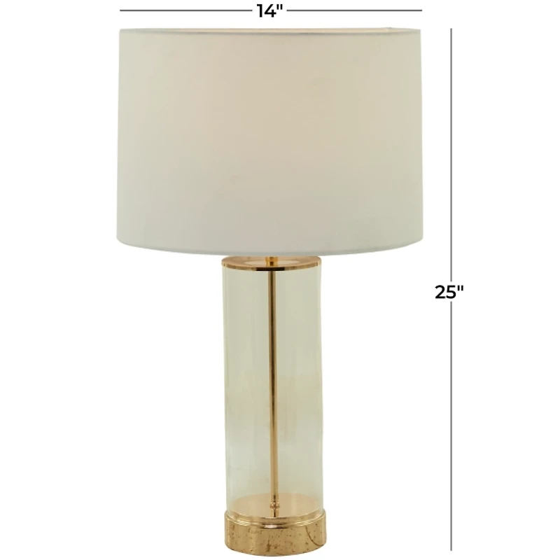 Clear Glass and Gold Stem Table Lamp