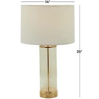 Clear Glass and Gold Stem Table Lamp