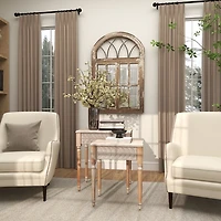 Natural Wood Carved Leaf Accent Tables, Set of 2