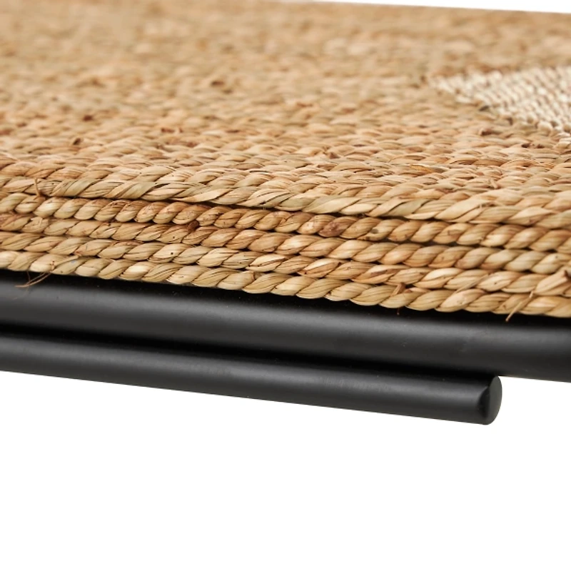 Natural Seagrass and Black Metal C-Table