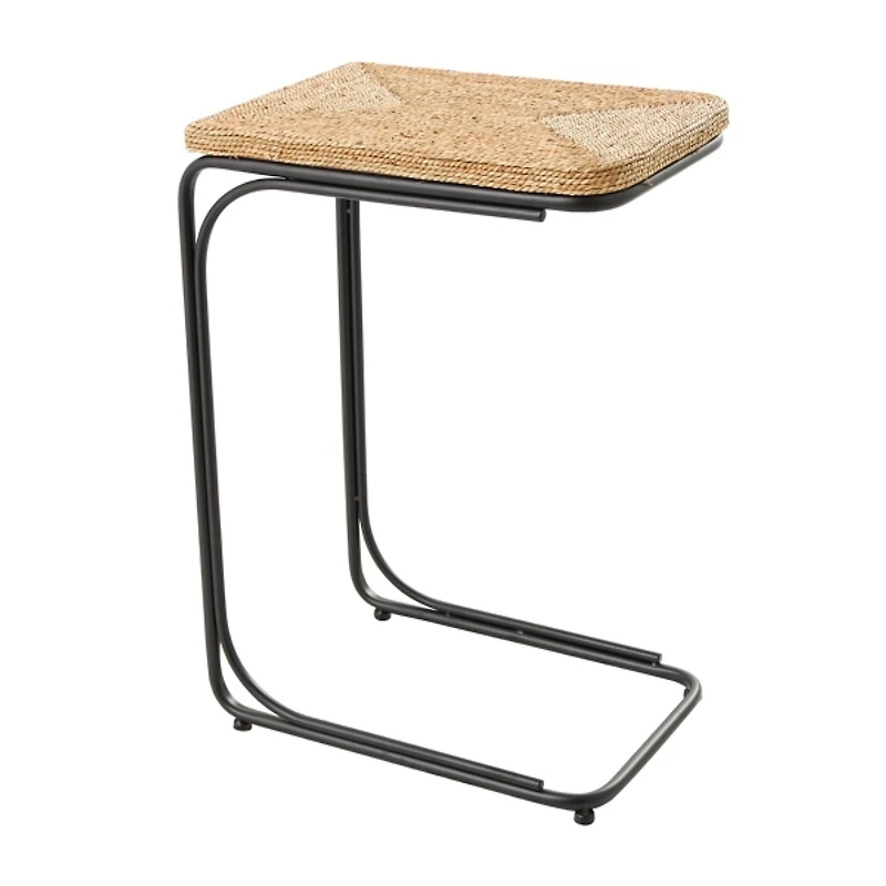 Natural Seagrass and Black Metal C-Table
