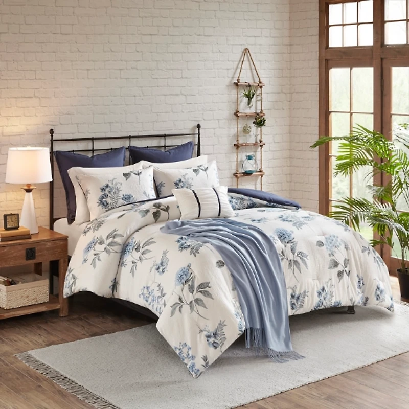 Blue Floral 7-pc. Full/Queen Comforter Set