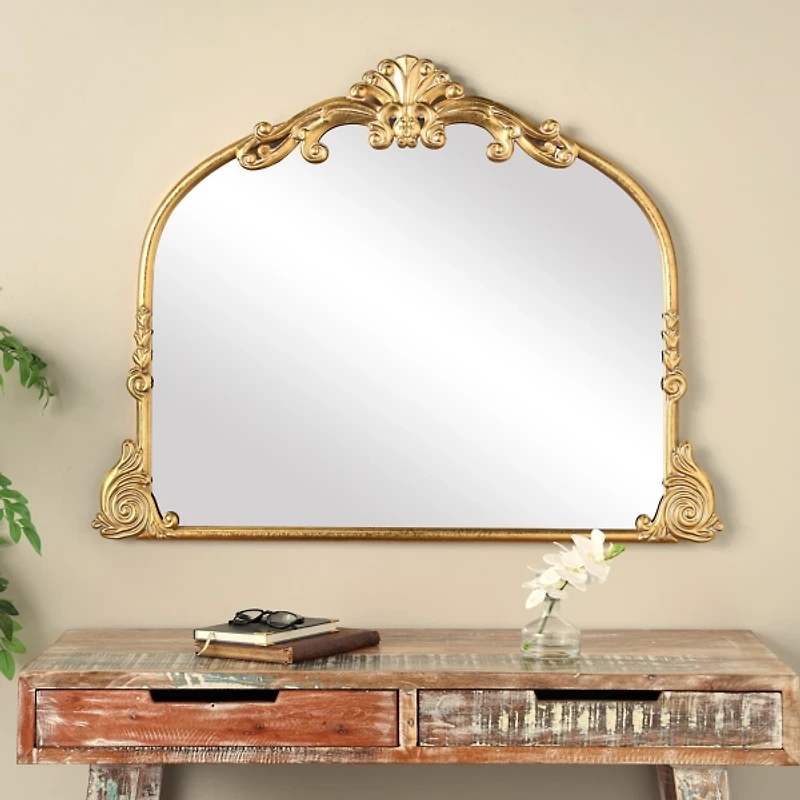 Gold Arched Baroque Wall Mirror