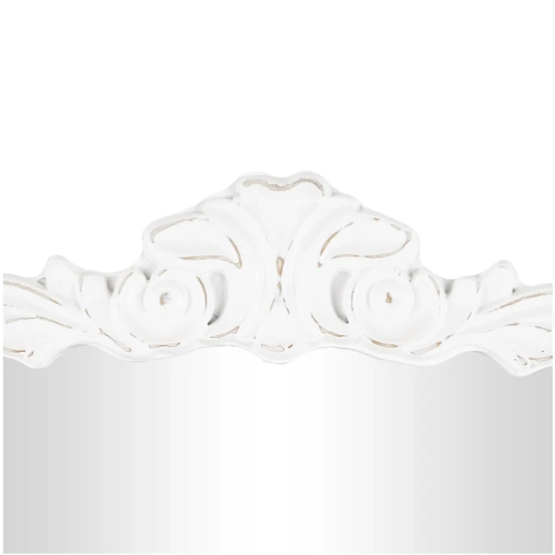 White Scroll Arched Rectangle Wall Mirror