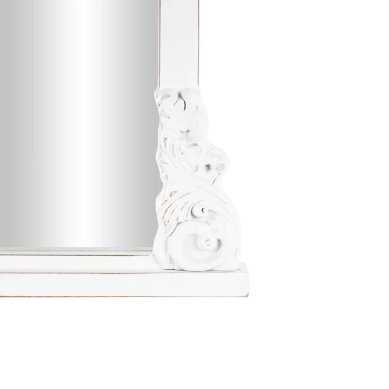 White Scroll Arched Rectangle Wall Mirror