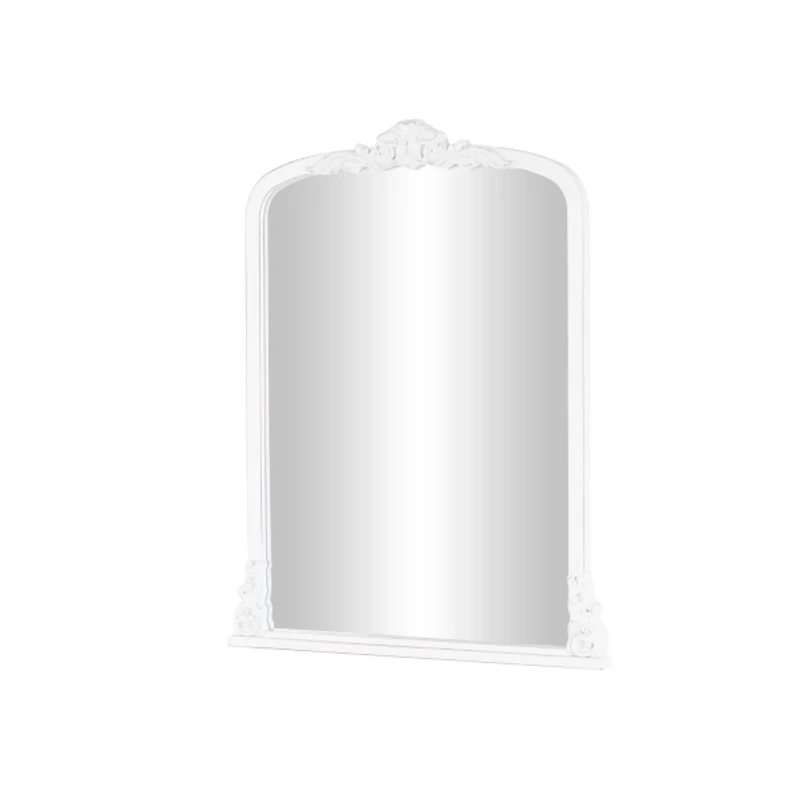 White Scroll Arched Rectangle Wall Mirror