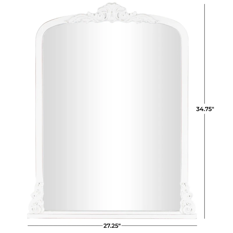White Scroll Arched Rectangle Wall Mirror