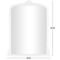 White Scroll Arched Rectangle Wall Mirror