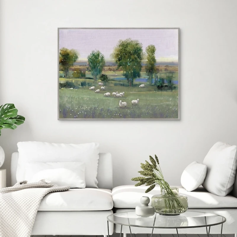Field of Sheep Framed Canvas Art Print