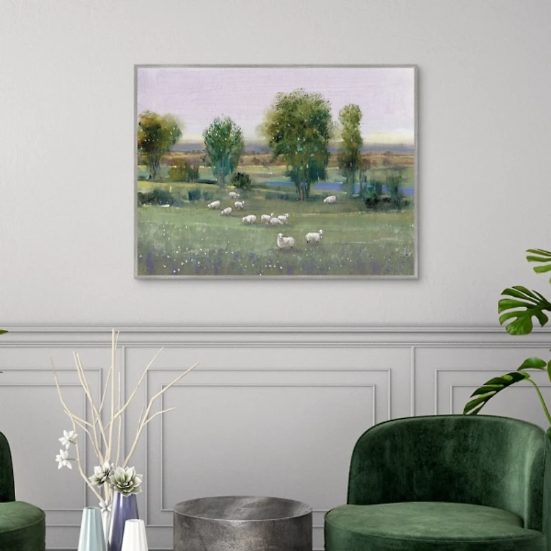 Field of Sheep Framed Canvas Art Print