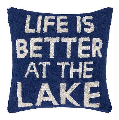 Better at the Lake Hooked Wool Pillow