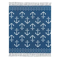 Navy and Cream Anchor Throw