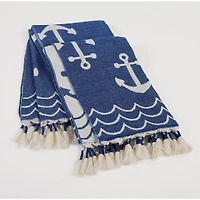 Navy and Cream Anchor Throw