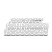 Gray Quatrefoil 4-pc. Queen Sheet Set
