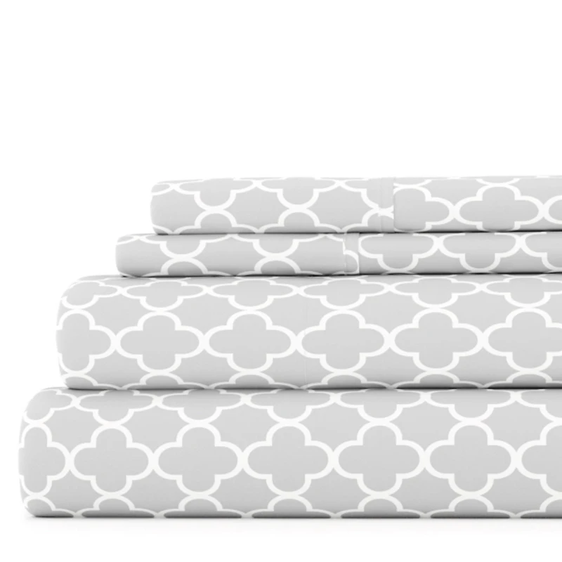 Gray Quatrefoil 3-pc. Twin Sheet Set