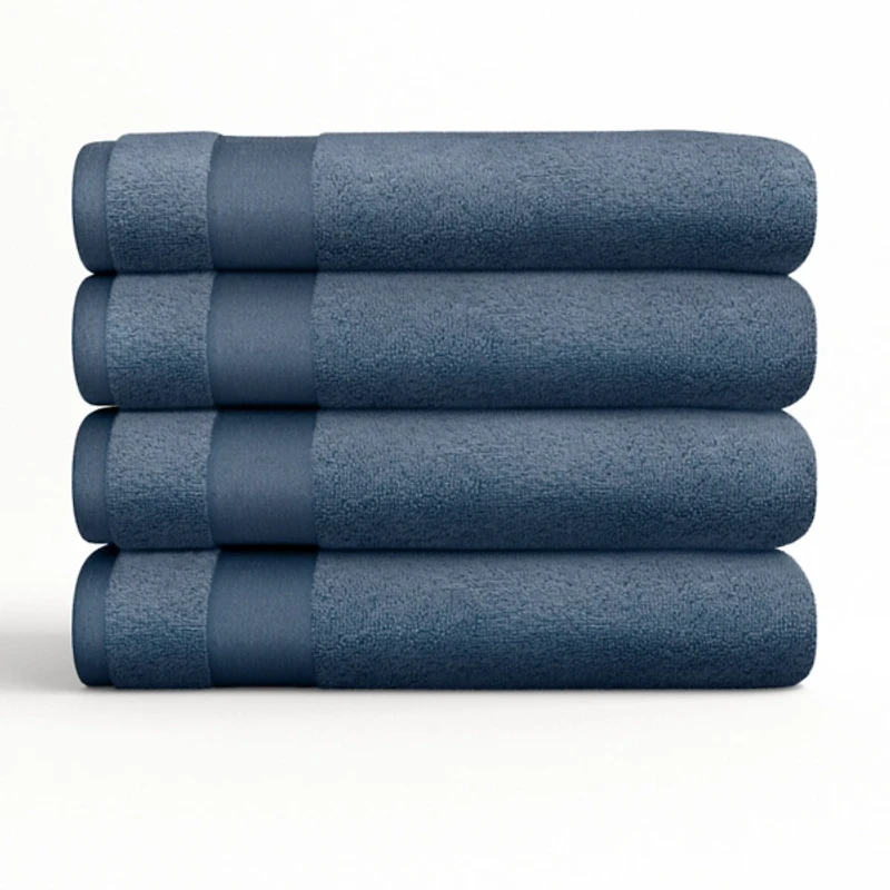 Navy Blue Essential Cotton Bath Towels, Set of 4