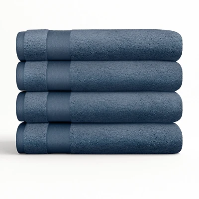 Navy Blue Essential Cotton Bath Towels, Set of 4