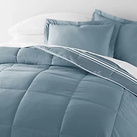 Blue Striped Reversible 3-pc. Queen Comforter Set