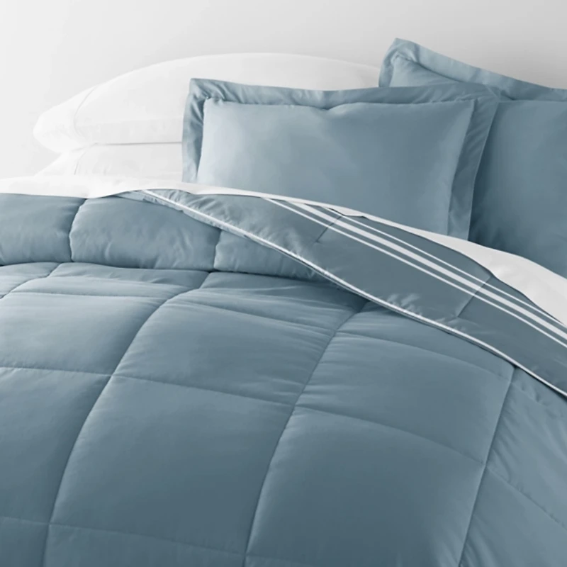 Blue Striped Reversible 3-pc. King Comforter Set