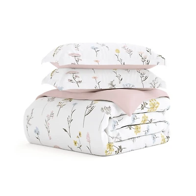 Soft Floral Reversible 3-pc. King Duvet Cover Set