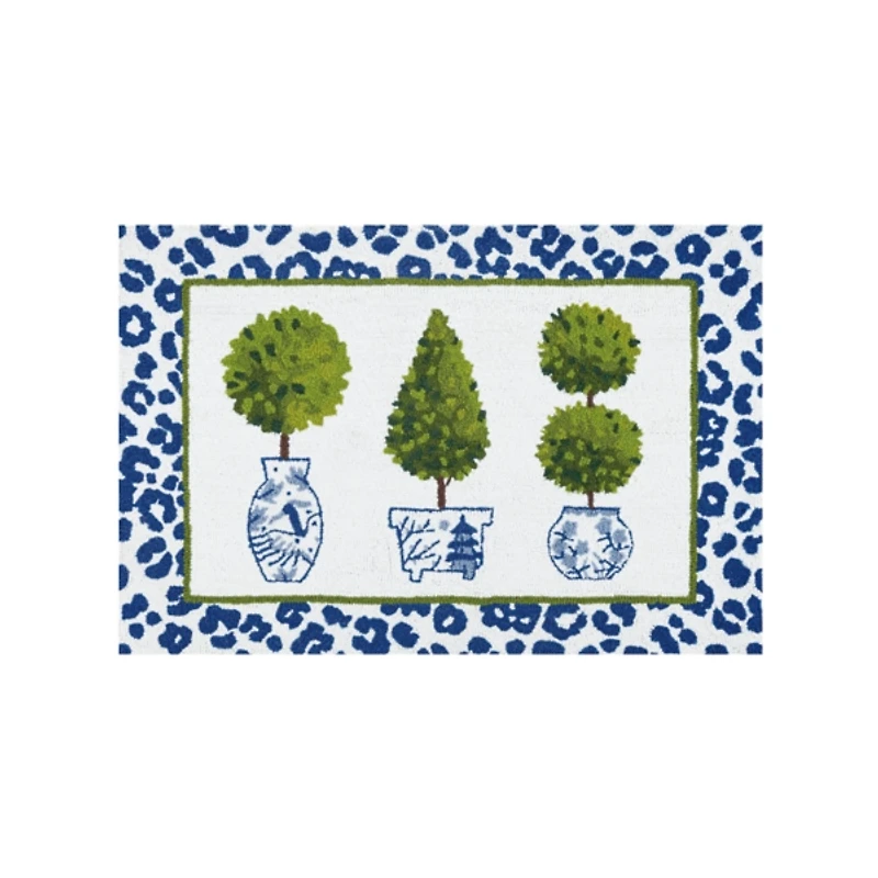 Topiary Leopard Hooked Accent Rug