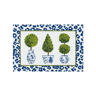 Topiary Leopard Hooked Accent Rug