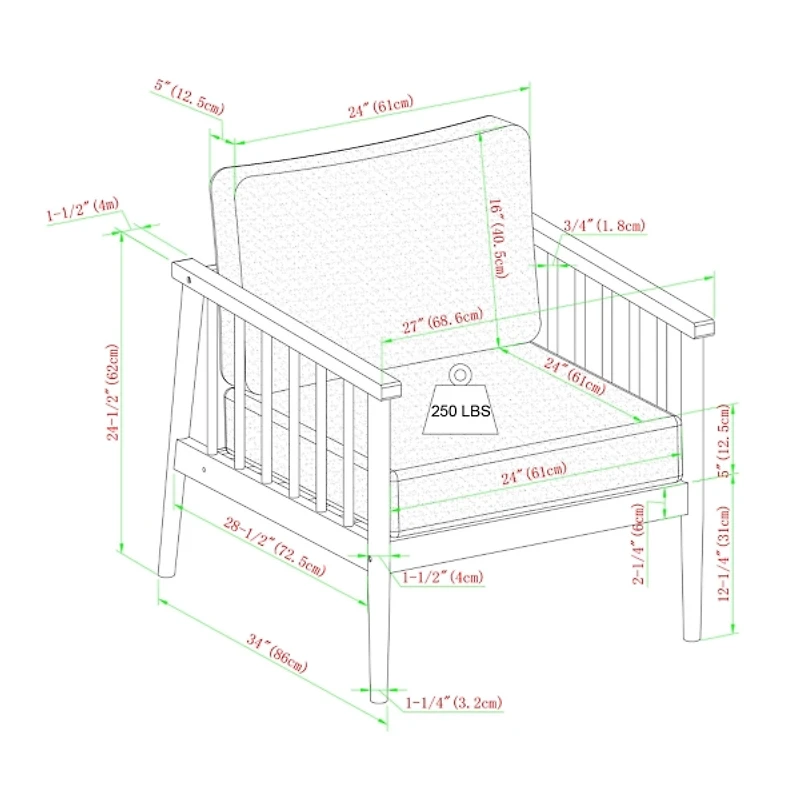 Natural Eucalyptus Wood Outdoor Accent Chair