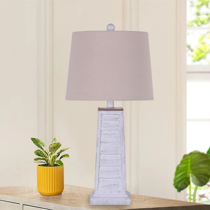 White Louvered Shutter Table Lamps, Set of 2