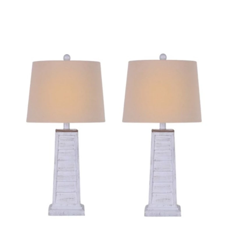 White Louvered Shutter Table Lamps, Set of 2