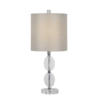 Hourglass Crystal and Silver Metal Table Lamp