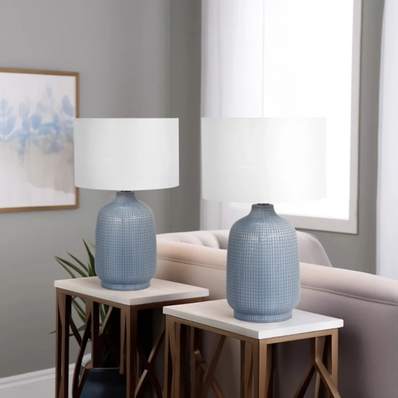 Light Blue Aria Table Lamps, Set of 2
