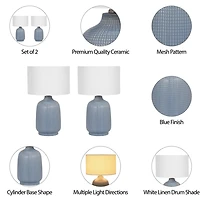 Light Blue Aria Table Lamps, Set of 2