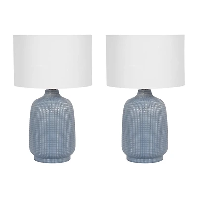 Light Blue Aria Table Lamps, Set of 2