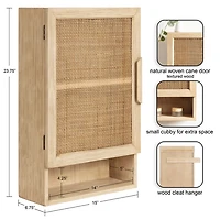 Natural Rattan Wall Cabinet with Shelf