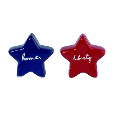 Red and Blue Americana Star Salt & Pepper Shakers