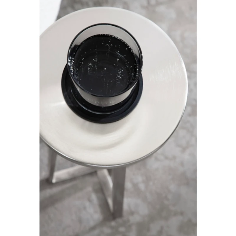 Round Zia Silver Metal Accent Table