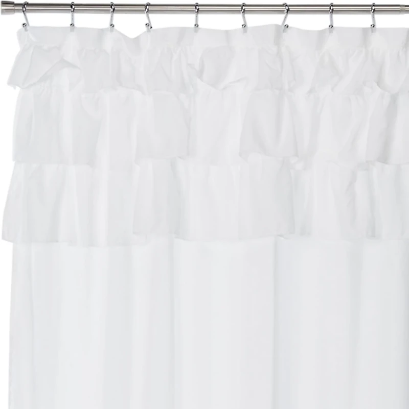 White Ruffle Hope Shower Curtain