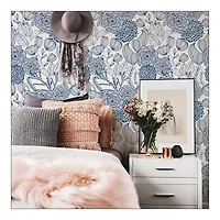 Navy Floral Garden Peel & Stick Wallpaper