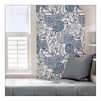 Navy Floral Garden Peel & Stick Wallpaper