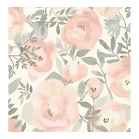Pink Watercolor Roses Peel & Stick Wallpaper
